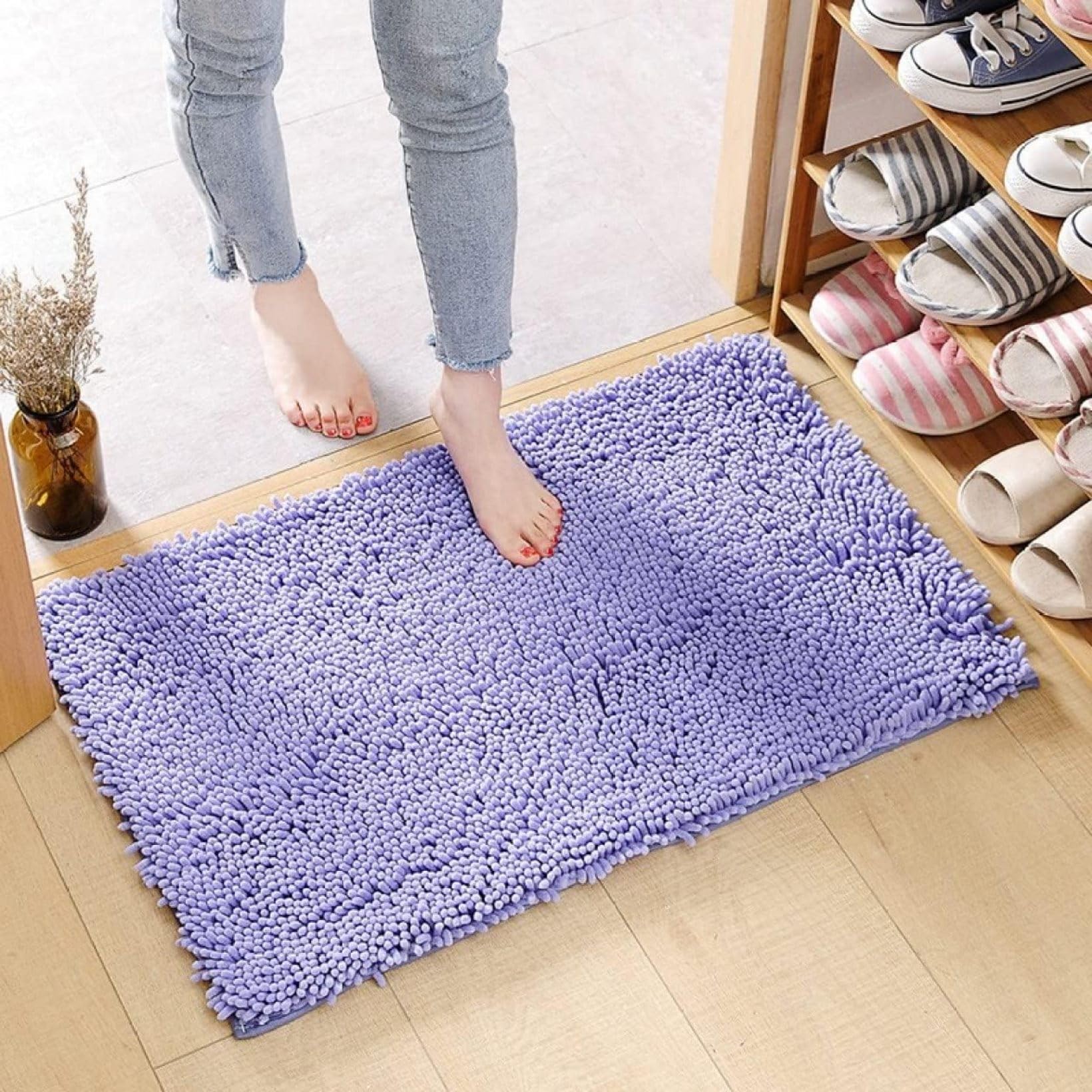 Amazon | バスマット 足ふきマット ブルーパープル 吸水 お風呂マット